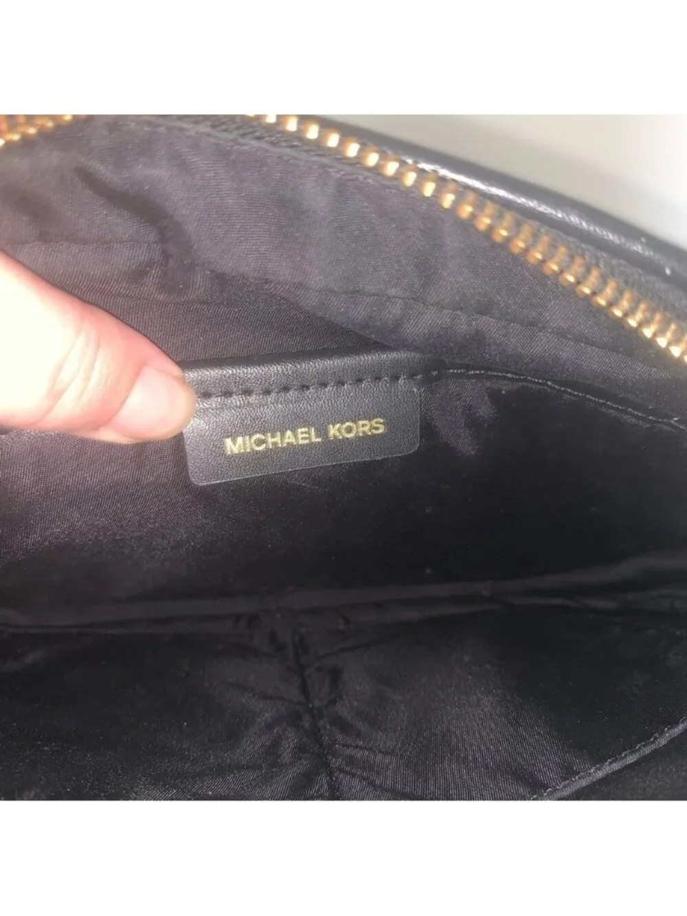 Michael Kors Black and Gold Camo Crossbody Bag